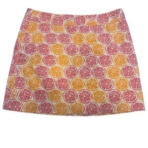 Vineyard Vines Women’s Citrus Orange Grapefruit Zip Up Mini Skirt Size 10